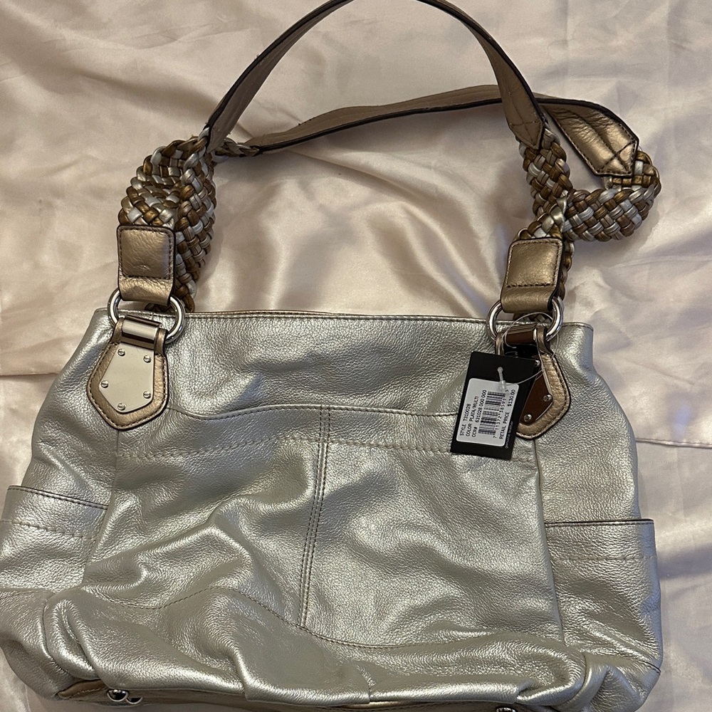 Clarks Silver and Tan Shoulder Bag